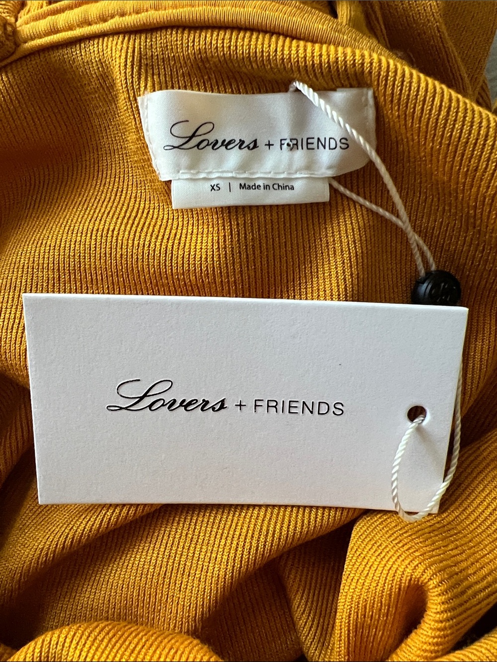 NWT Lovers + Friends Kudrow MIDI BodyCon Dress Honey Yellow. Size XS. - Picture 6 of 7